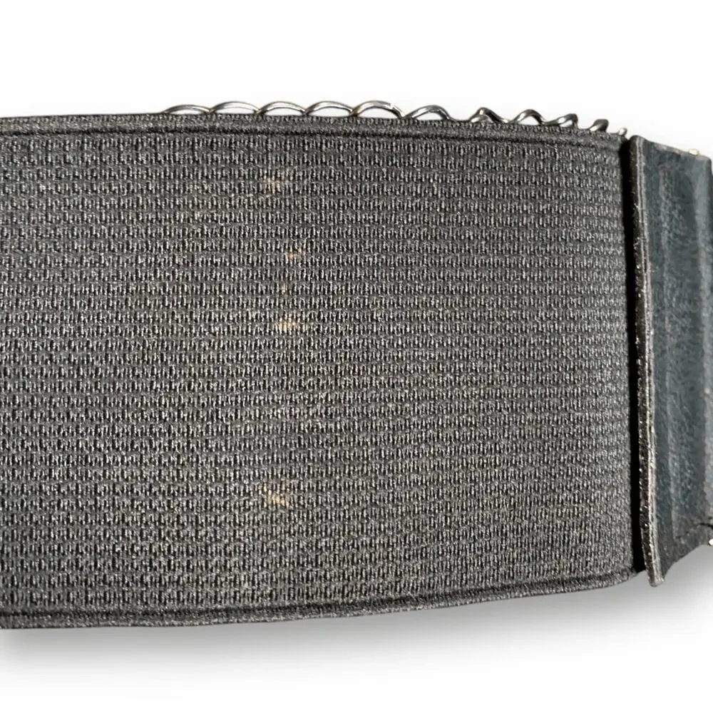 Vintage Y2K Black Leather Layered Chain Belt Festival Statement Edgy Accessory